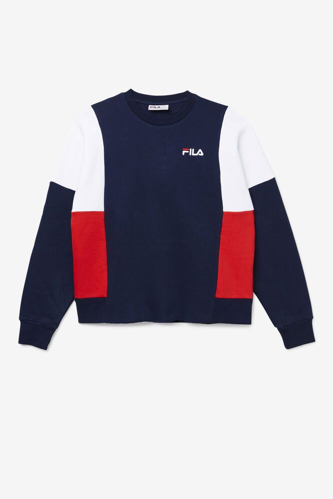 Fila Alwyn Crew Navy Sweatshirt Mens - NZ 51987-PBOX